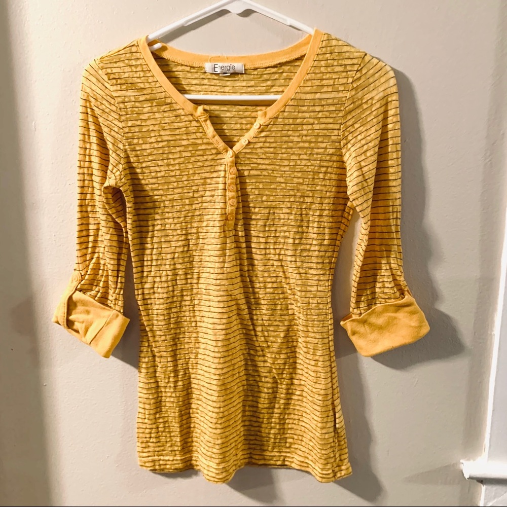3/$25 Energie Striped Top semi-sheer size medium